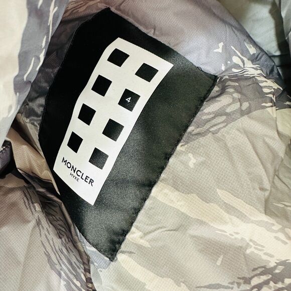 Moncler Genius Muted Cream Blue Gray Sage Army Paint Swatch Hooded Down Jacket S - Picture 10 of 16